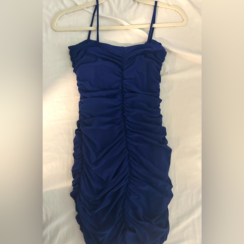 Windsor Level Up Ruched Mini Dress in Royal Blue - Picture 3 of 7